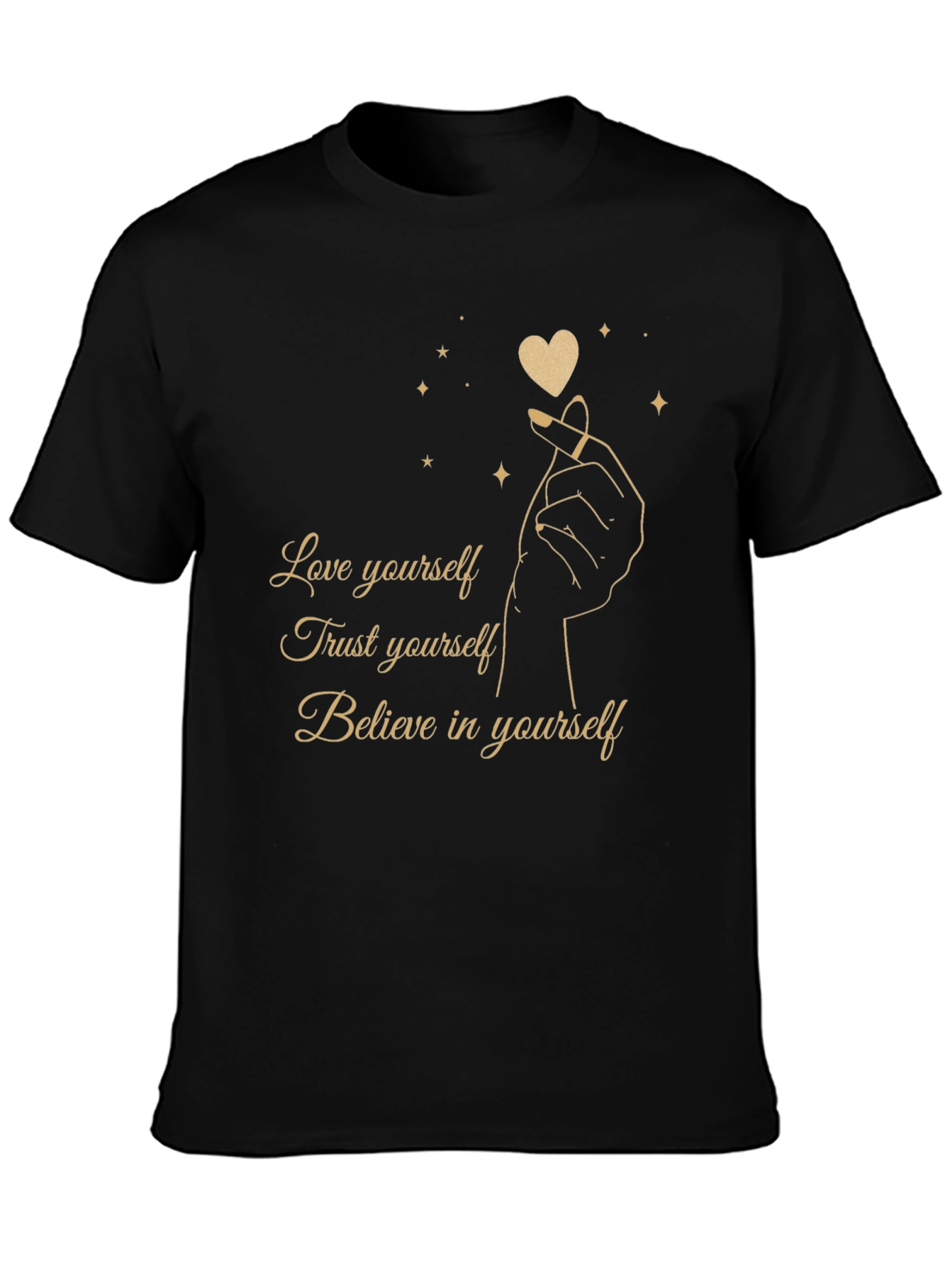 Love Yourself Graphic Tee - Black Cotton Blend Shirt