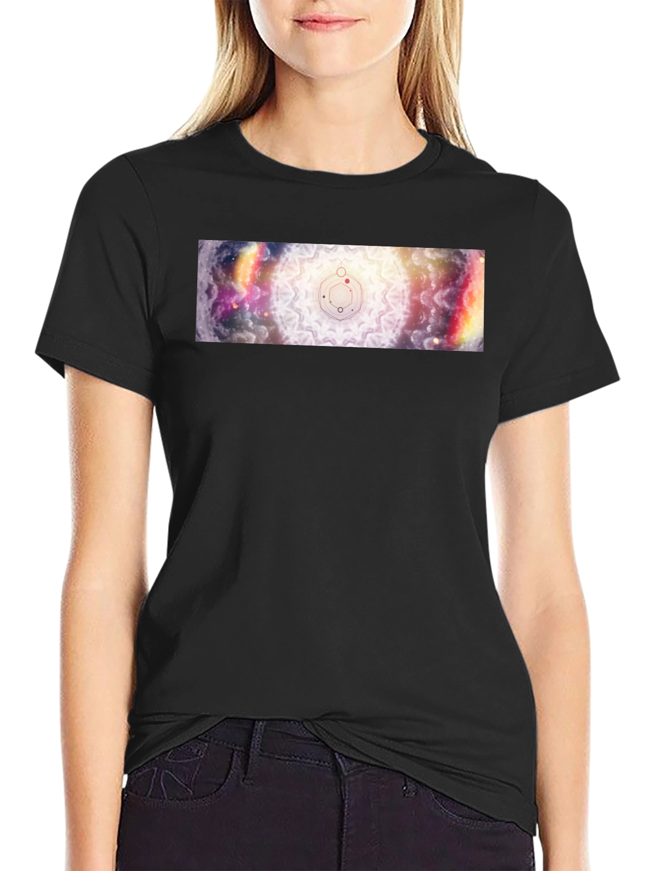 Celestial Mandala Graphic Black T-Shirt