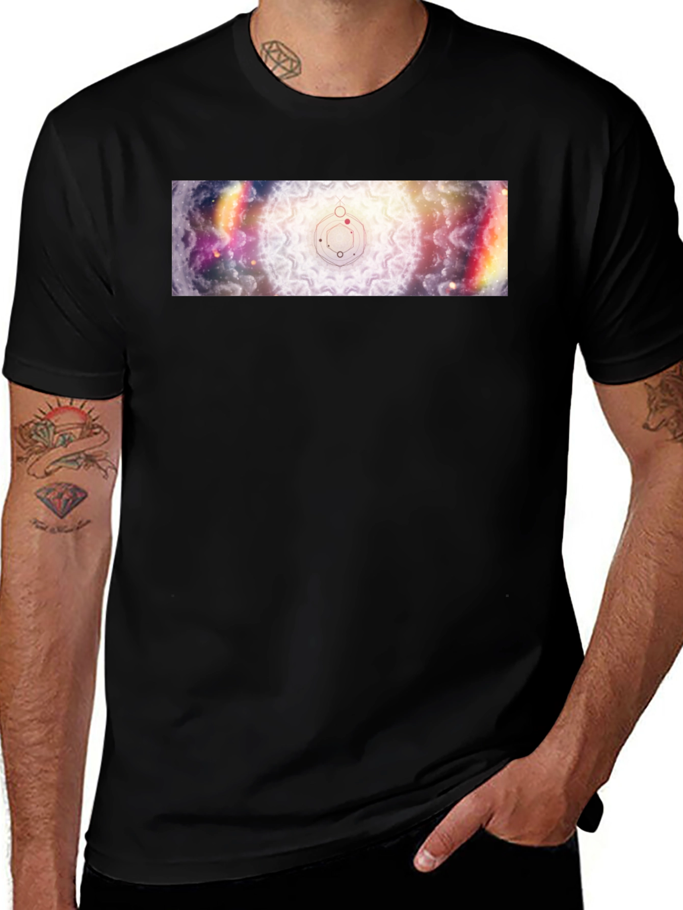 Celestial Mandala Graphic Black T-Shirt