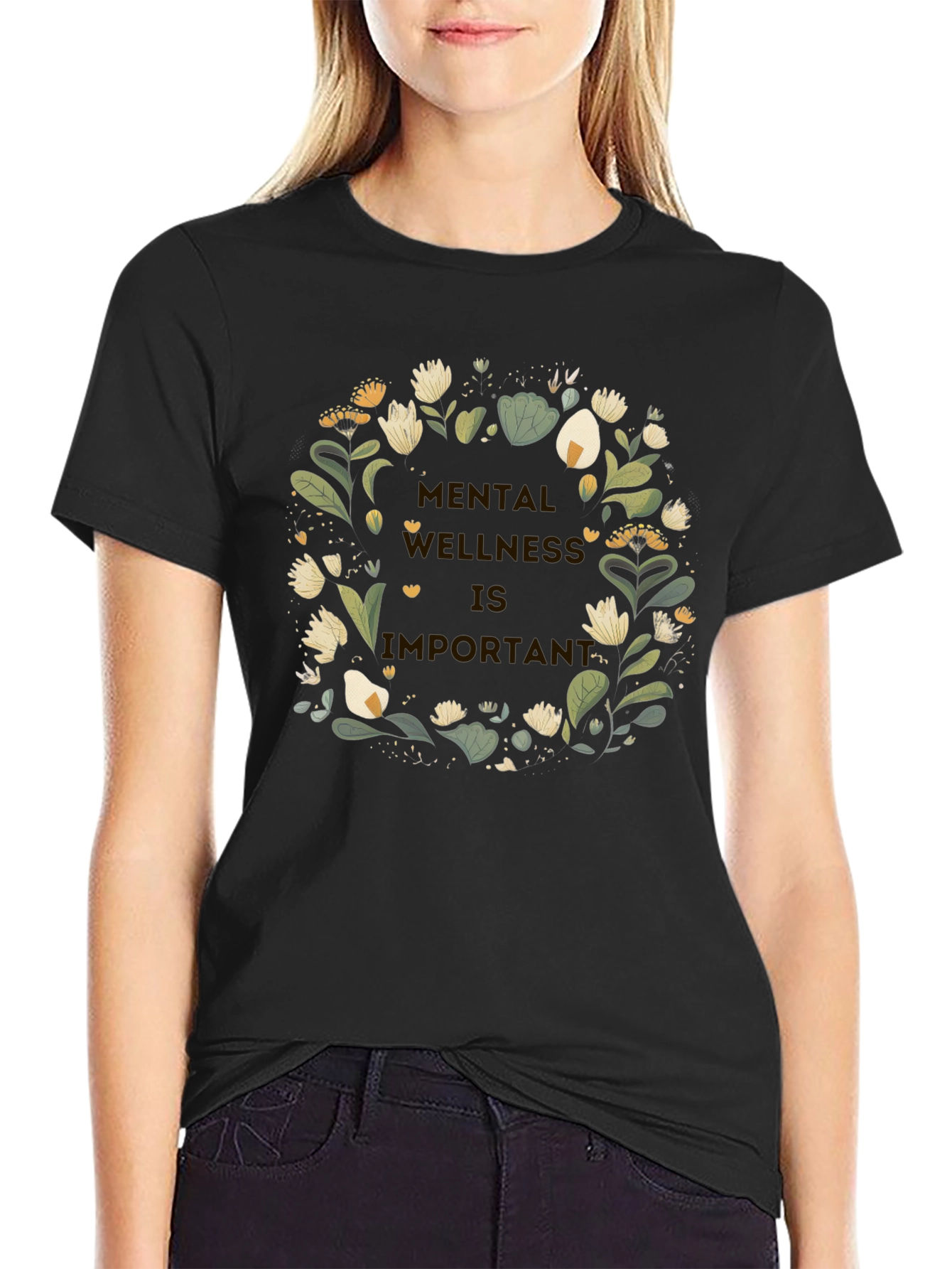 Mental Wellness Floral Graphic T-Shirt