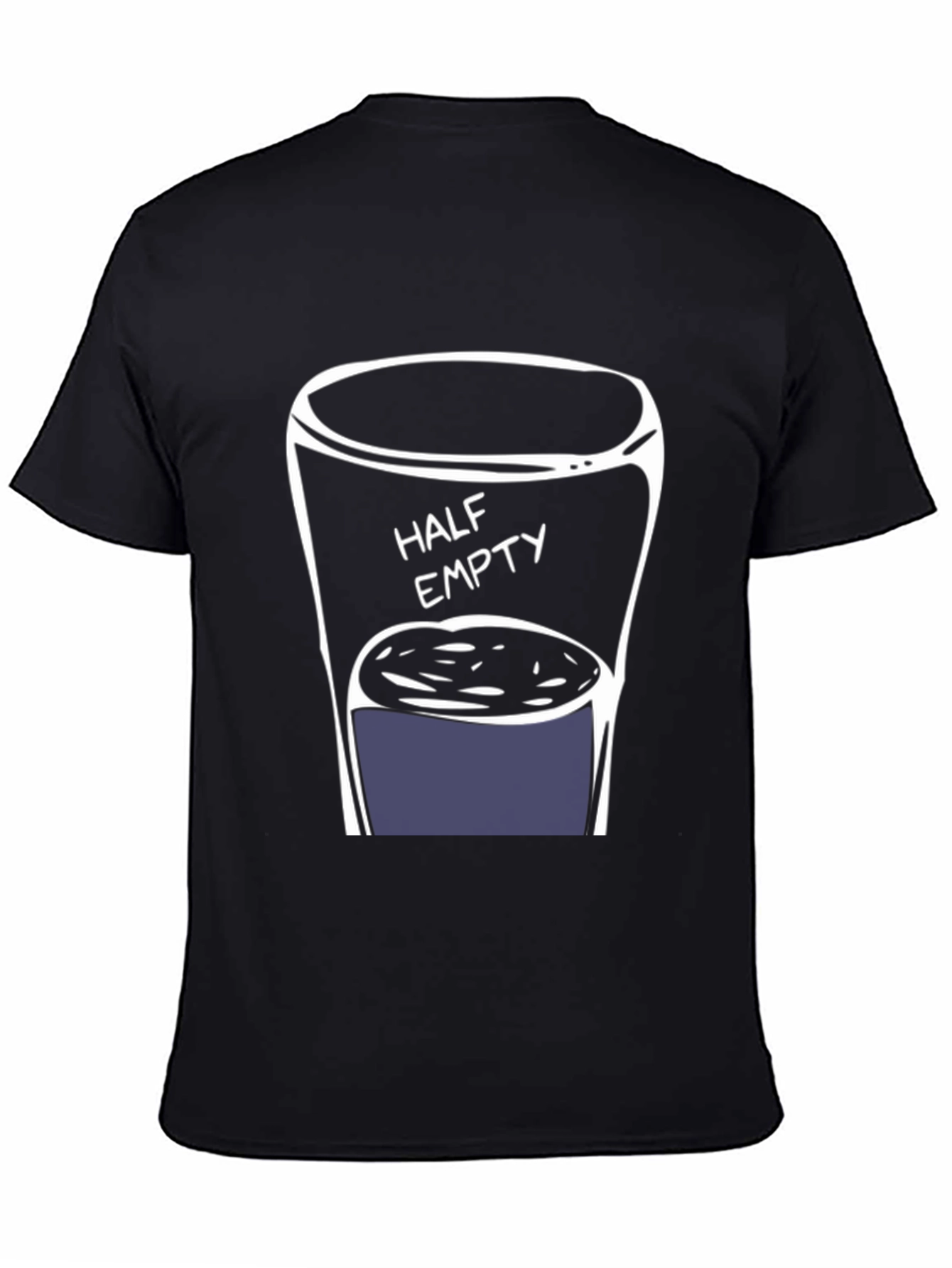 Half Empty Drink Black T-Shirt