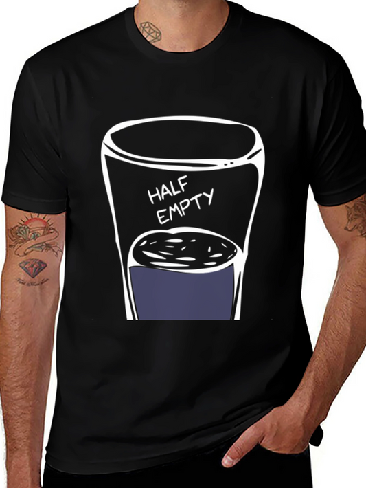 Half Empty Drink Black T-Shirt