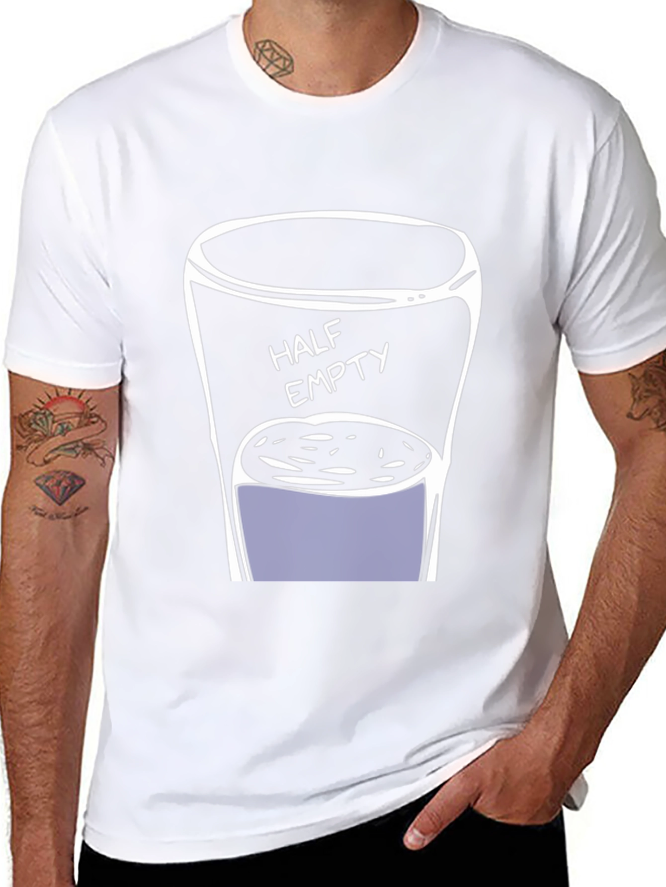 Half Empty Drink Black T-Shirt