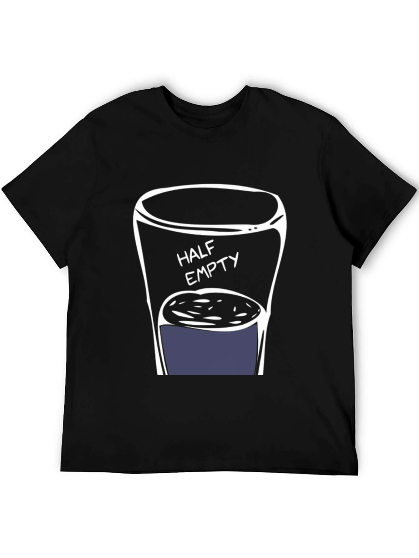 Half Empty Drink Black T-Shirt