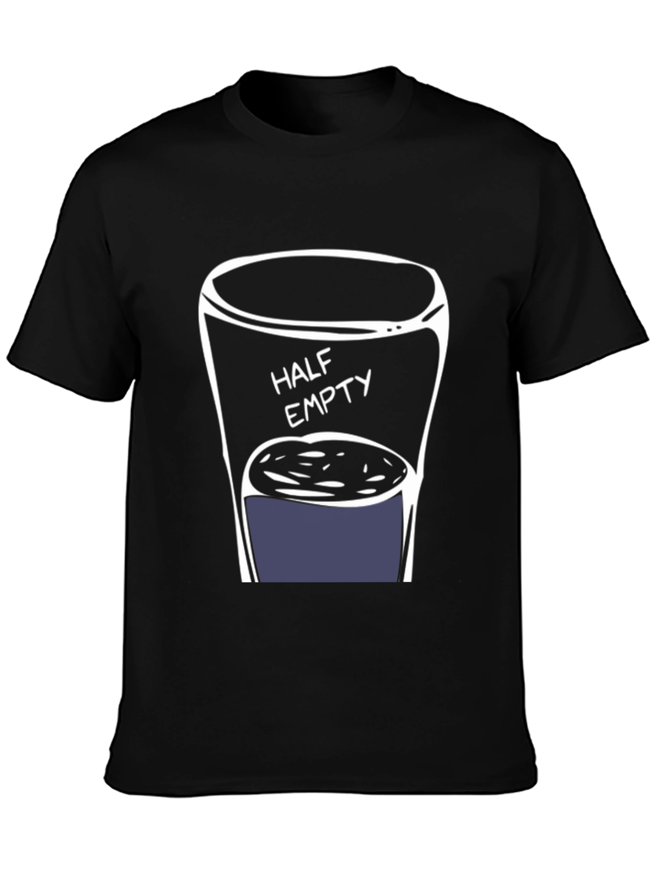 Half Empty Drink Black T-Shirt