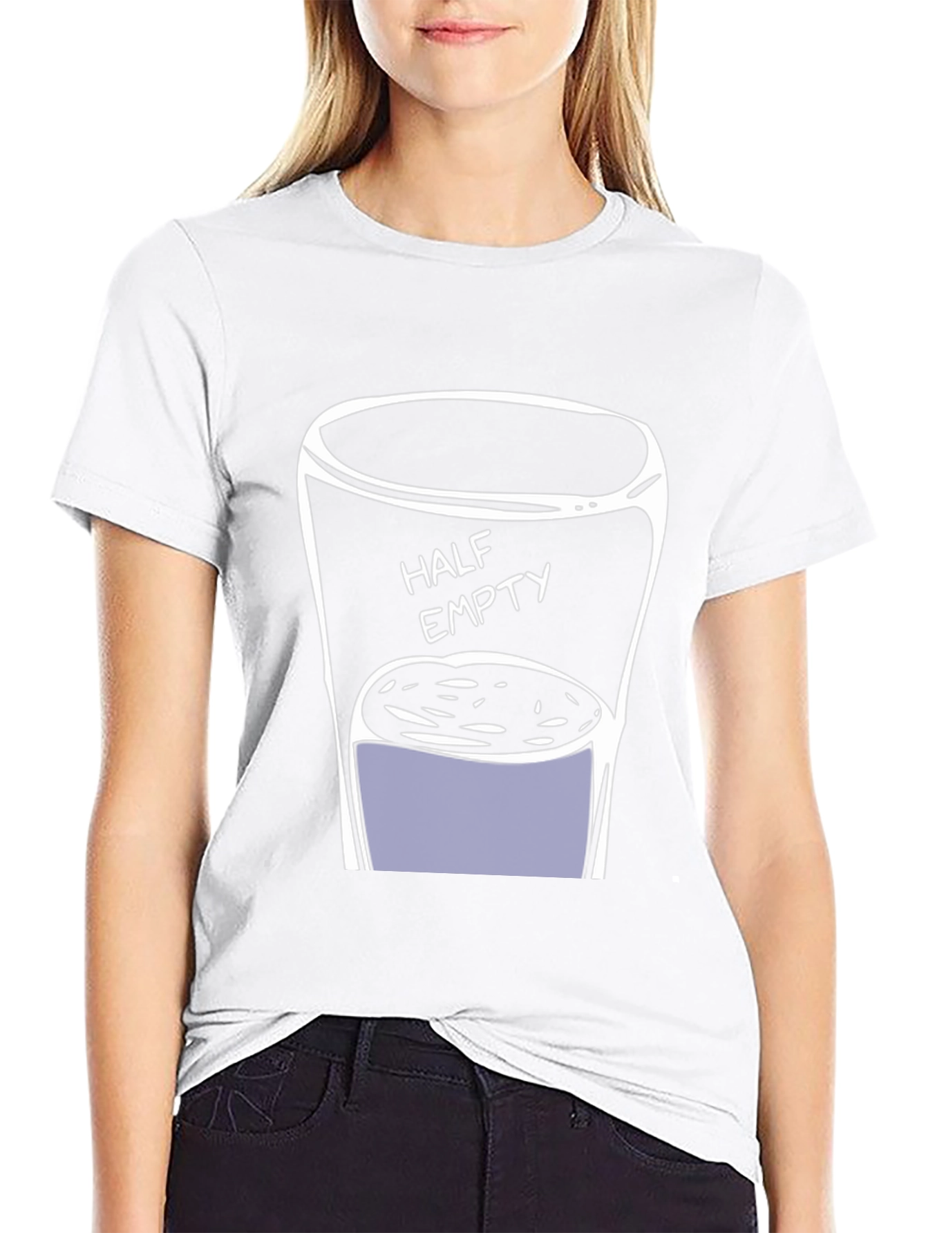 Half Empty Drink Black T-Shirt