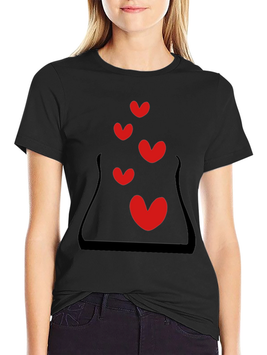 Heart Bubbles Graphic Black T-Shirt