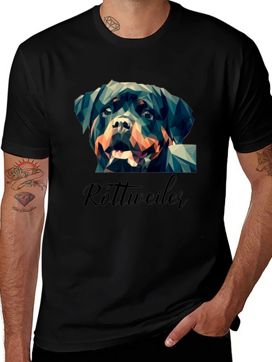 Geometric Rottweiler Graphic Print Tee
