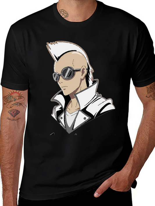 Anime Punk Graphic Tee - Black Cotton Shirt