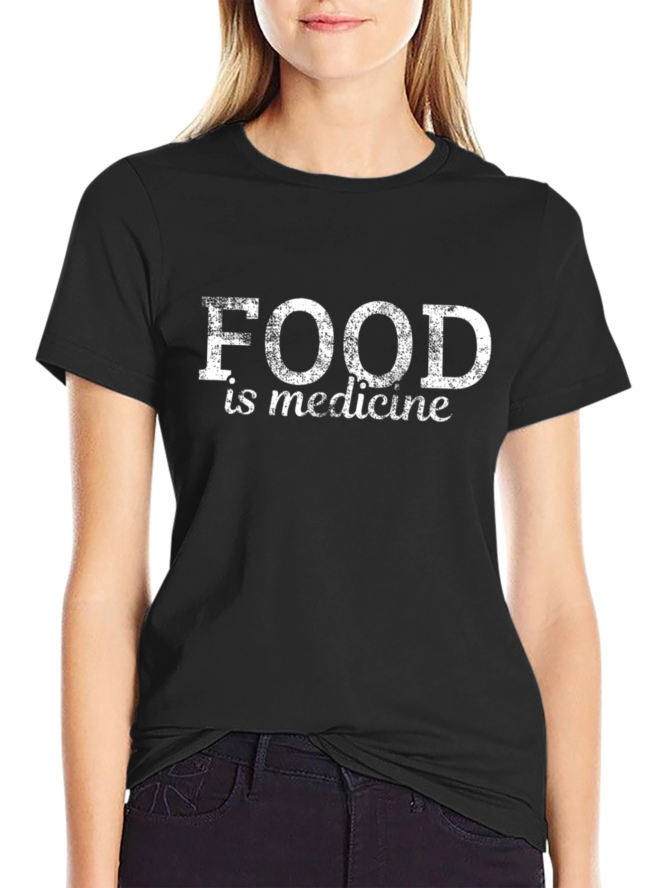 Food is Medicine Graphic Tee - Black Cotton T-Shirt