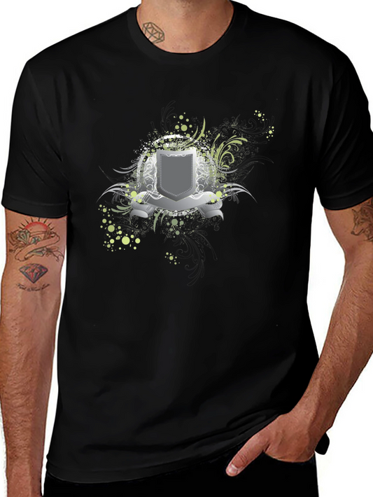 Graphic Tee: Shield Design Black T-Shirt