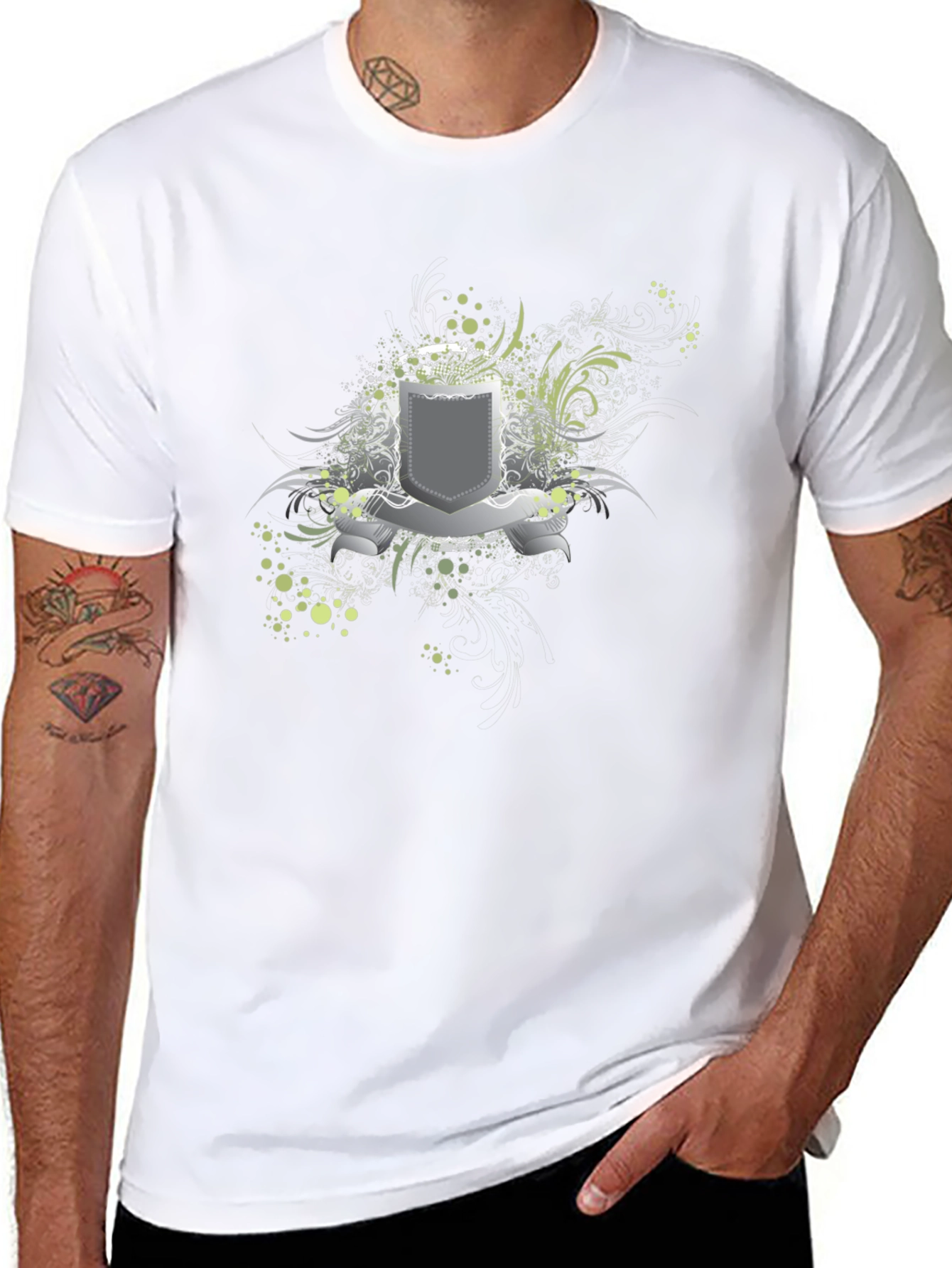 Graphic Tee: Shield Design Black T-Shirt
