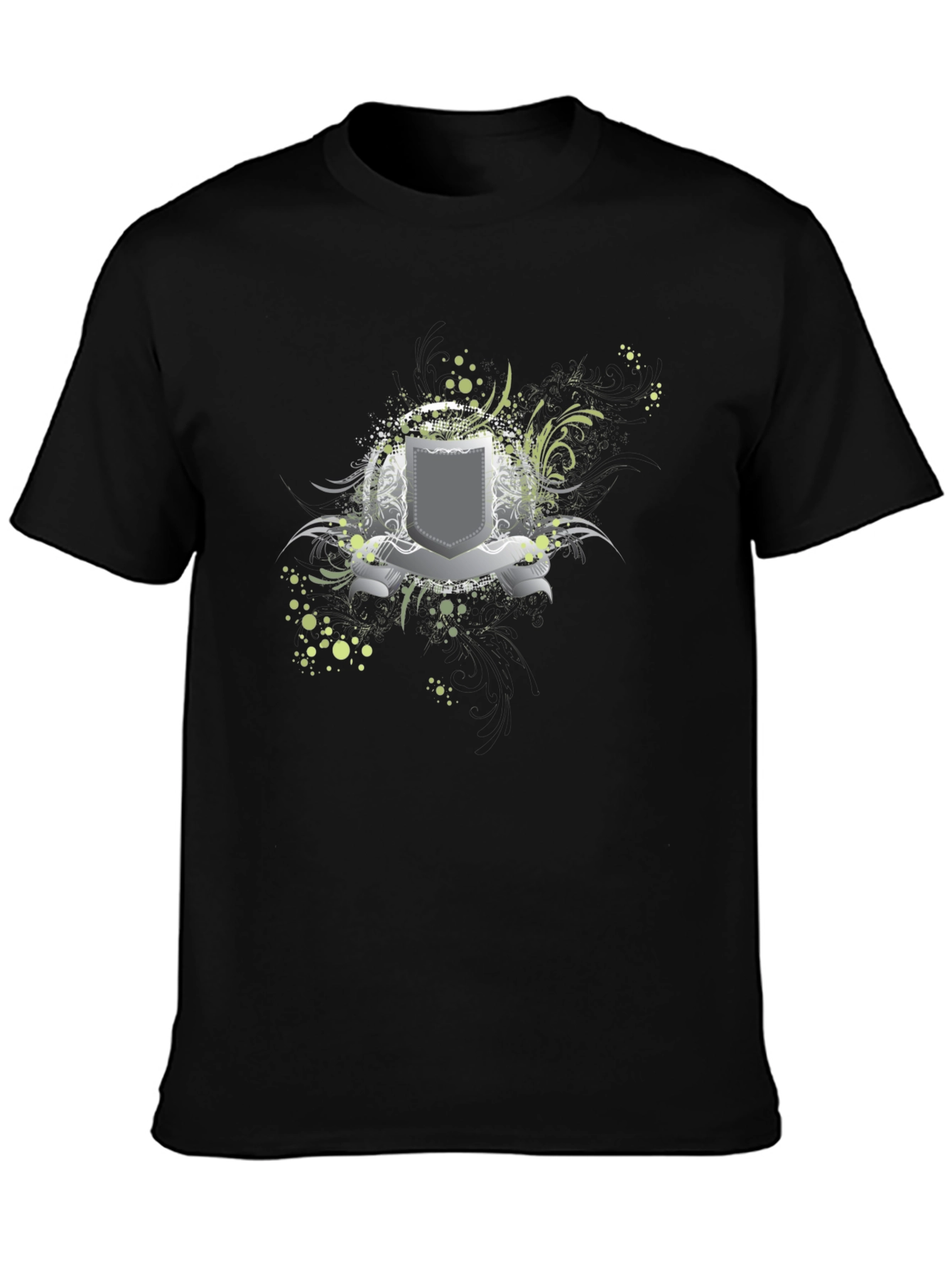 Graphic Tee: Shield Design Black T-Shirt