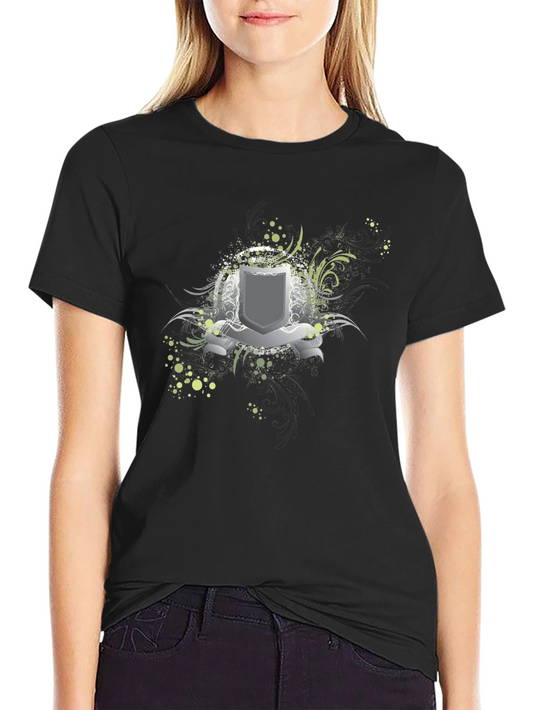 Graphic Tee: Shield Design Black T-Shirt
