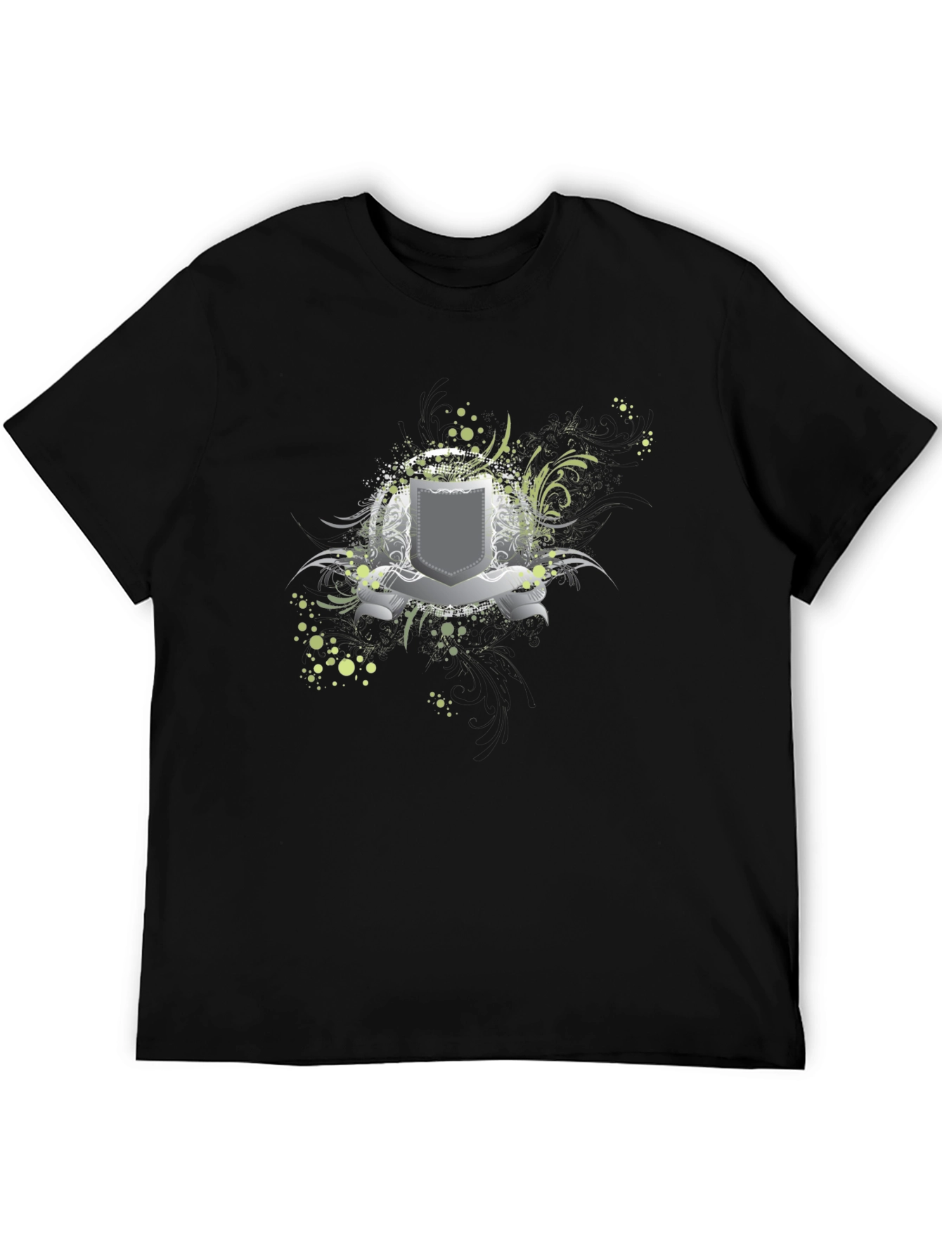 Graphic Tee: Shield Design Black T-Shirt
