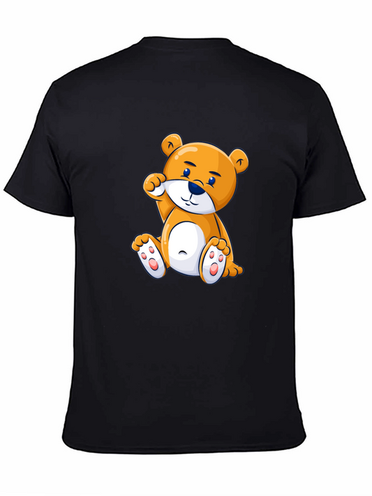 Cute Cartoon Bear Black T-Shirt