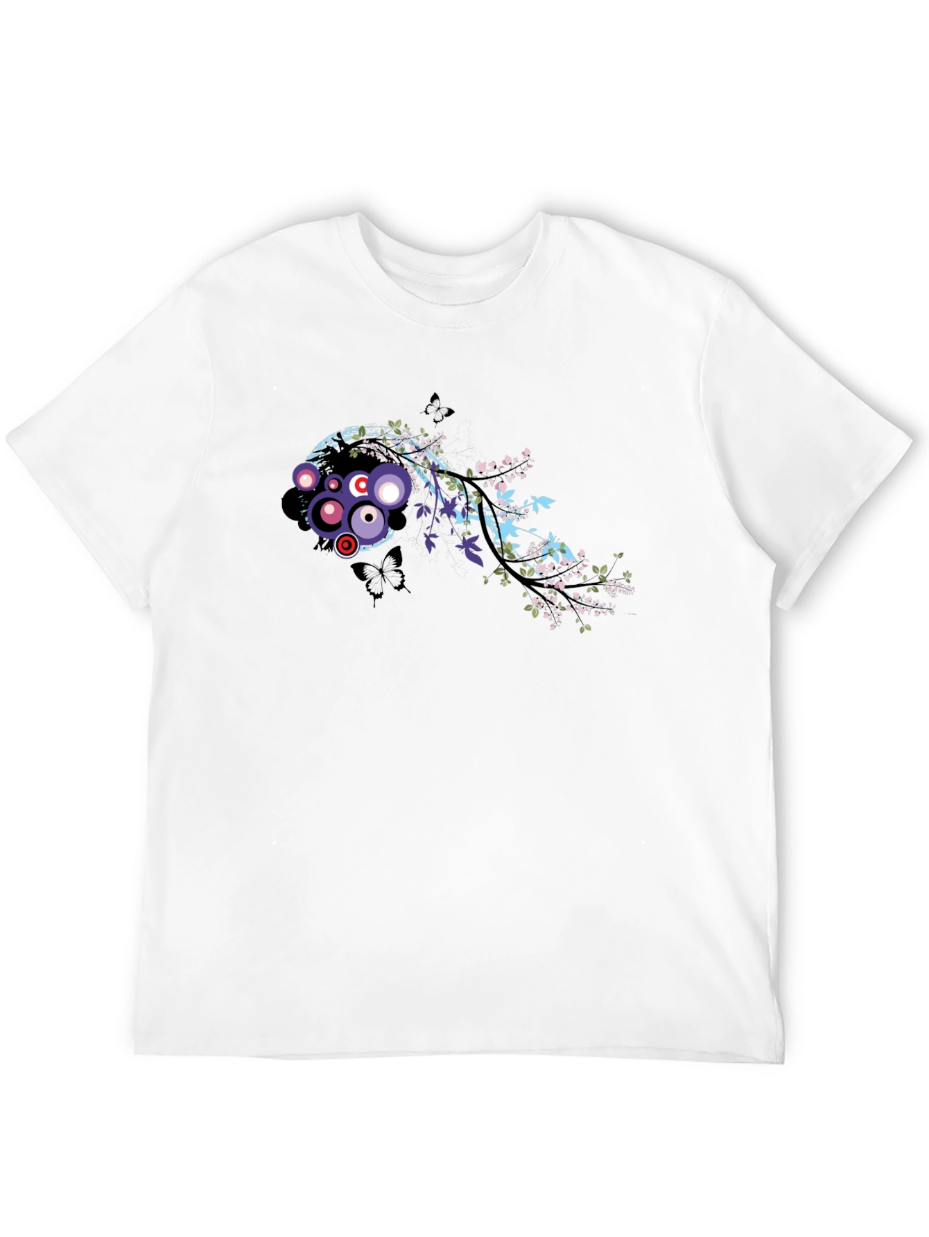 Stylish Black Tee with Abstract Floral Graphic