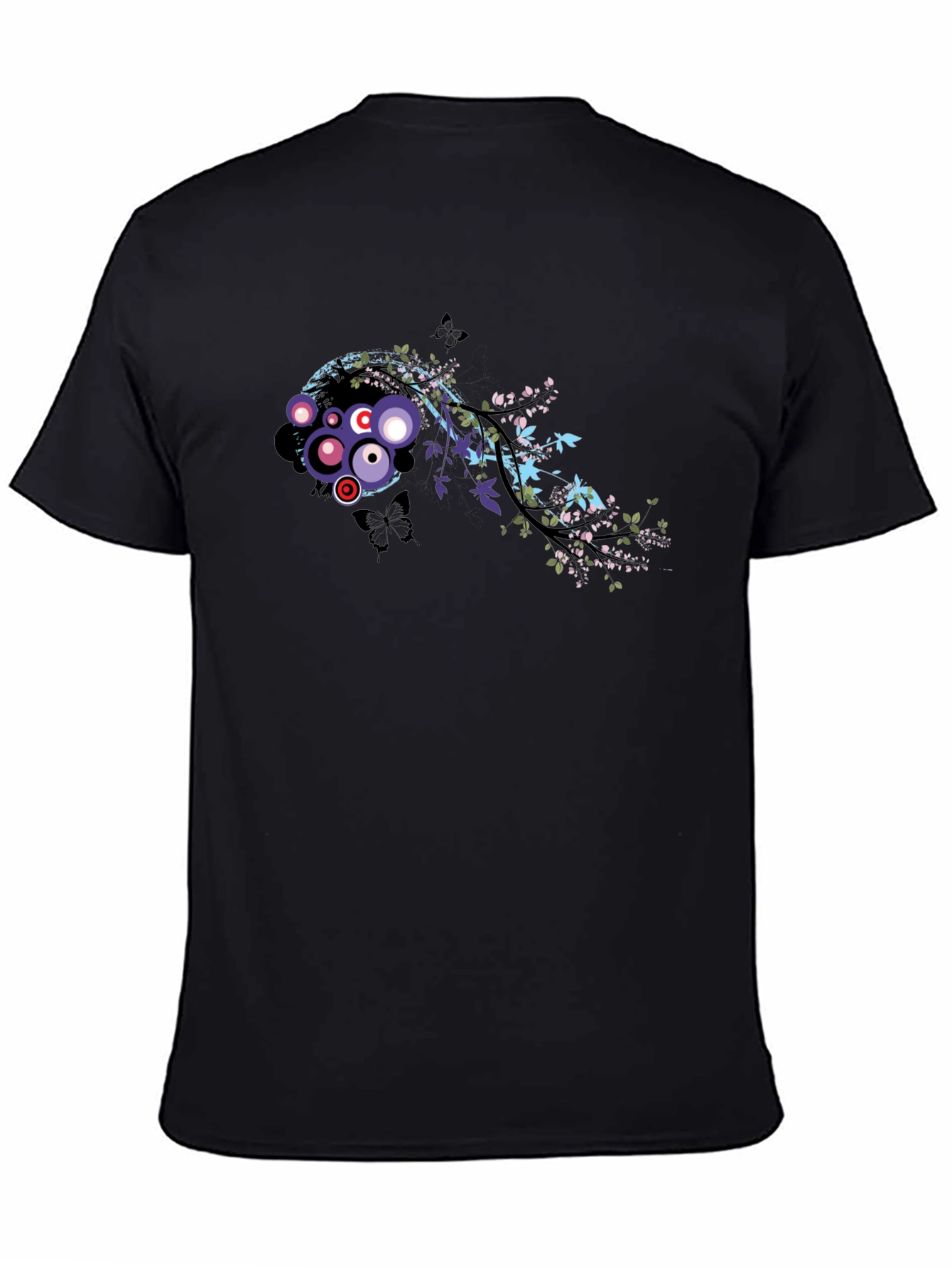 Stylish Black Tee with Abstract Floral Graphic