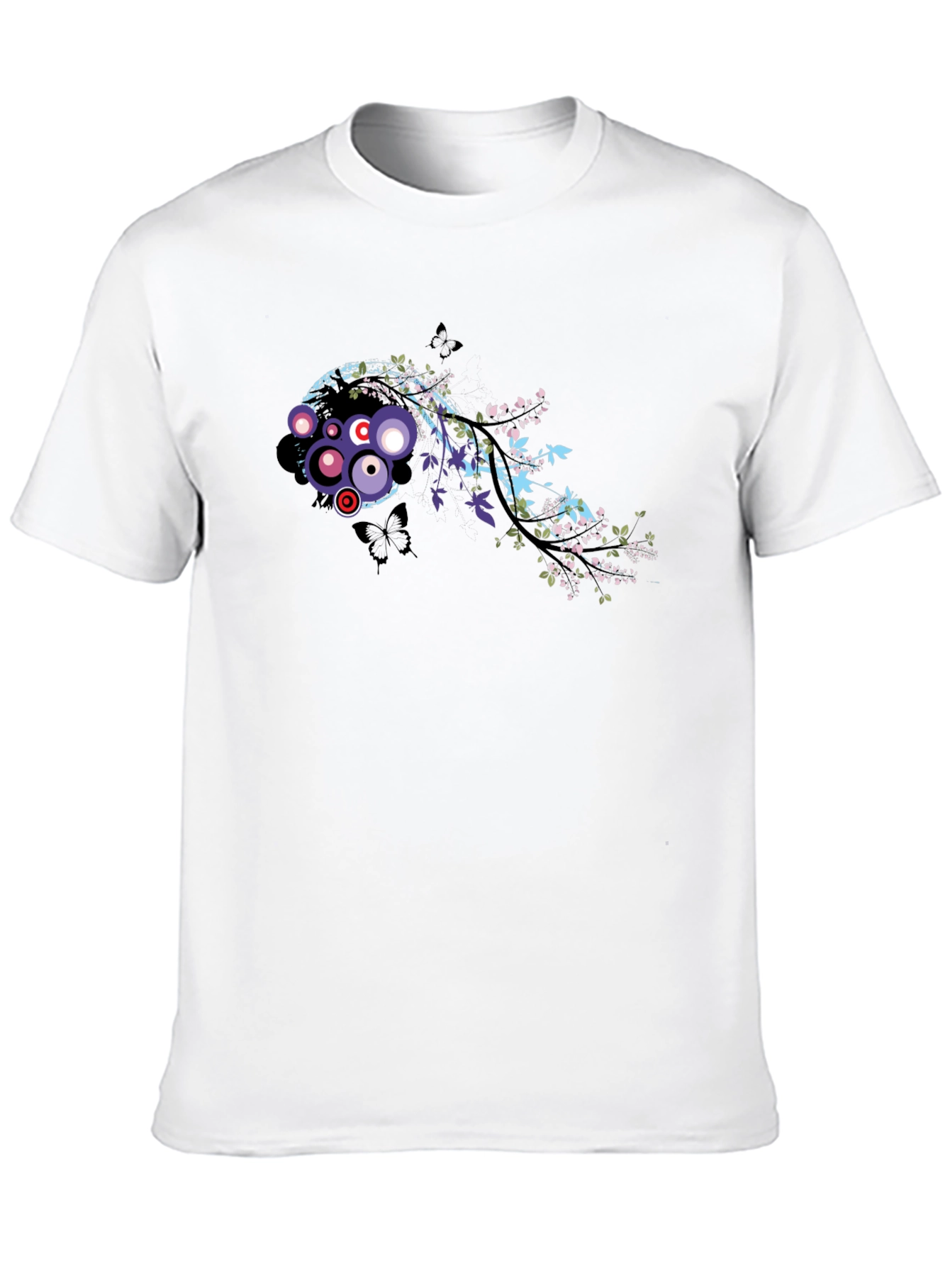 Stylish Black Tee with Abstract Floral Graphic