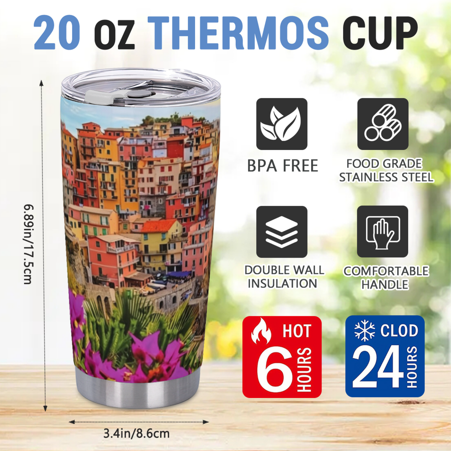 Oriental Cherry Blossom Pagoda Sunset Chinese Fantasy 20oz Art Tumbler