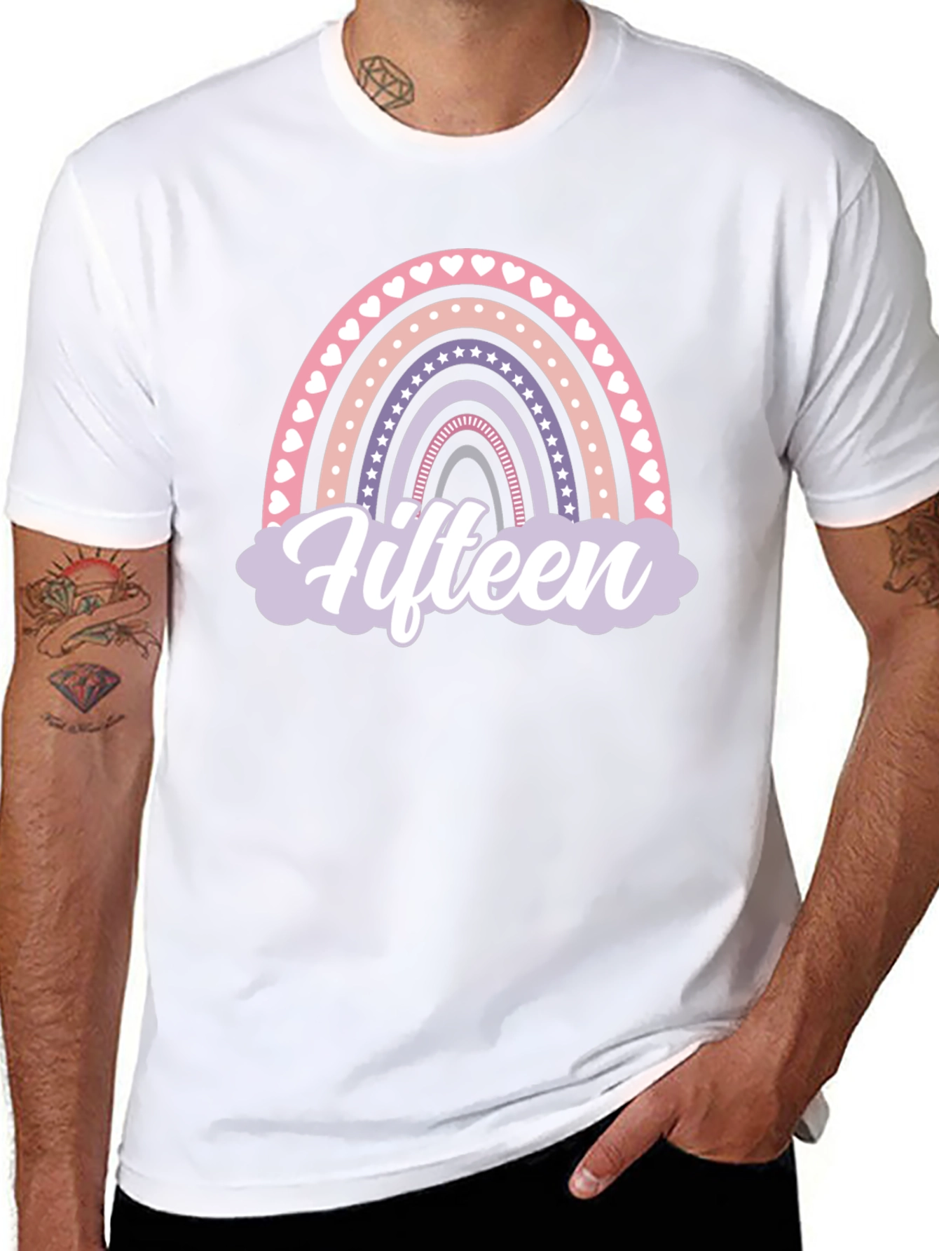 Fifteen Rainbow Graphic T-Shirt - Birthday Party Tee