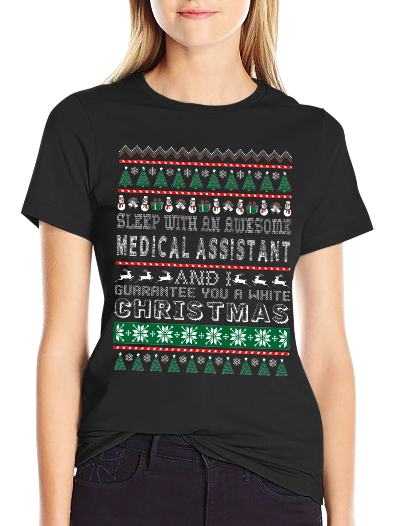 Awesome Medical Assistant White Christmas Graphic Tee