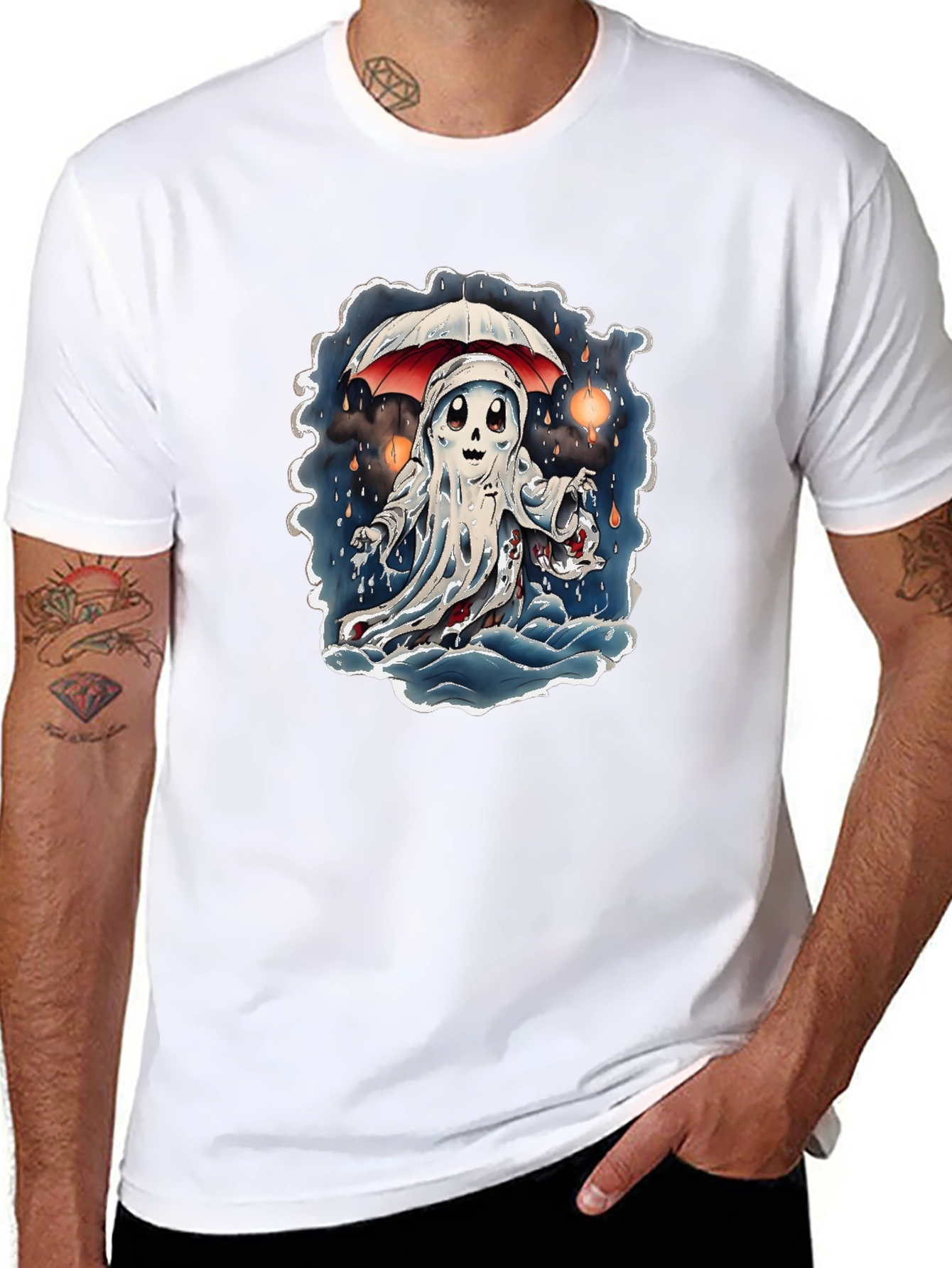 Ghostly Cartoon Graphic T-Shirt