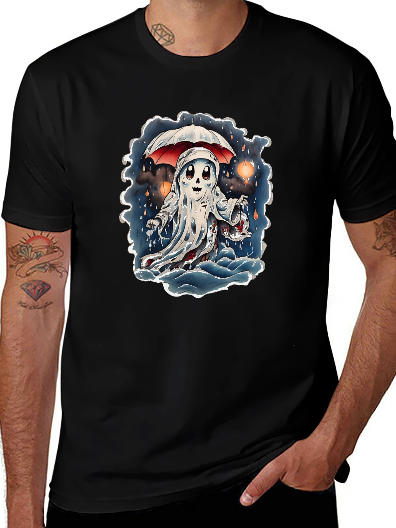 Ghostly Cartoon Graphic T-Shirt