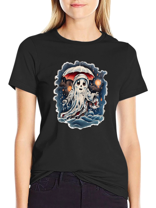 Ghostly Cartoon Graphic T-Shirt