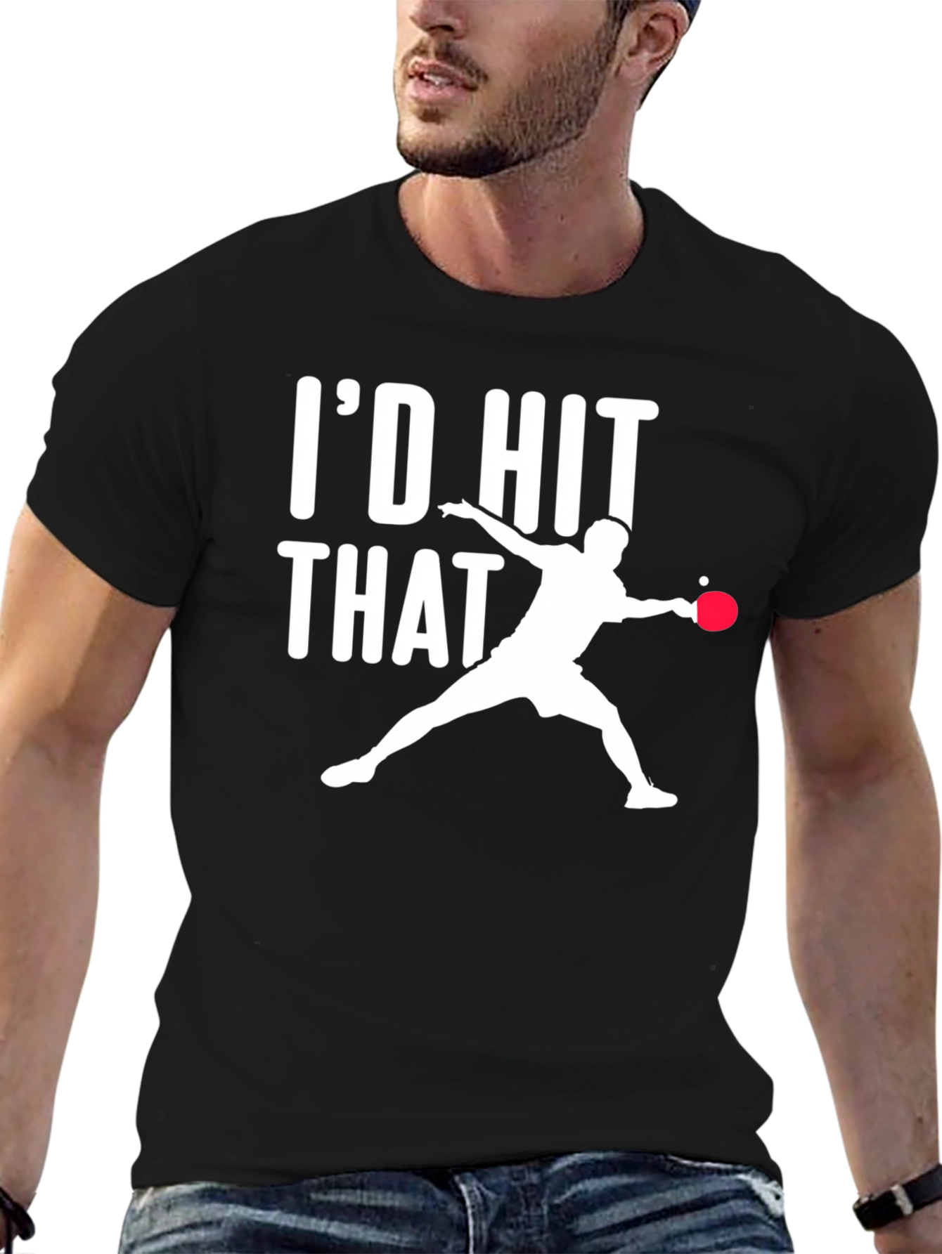 Id Hit That Table Tennis Black T-Shirt