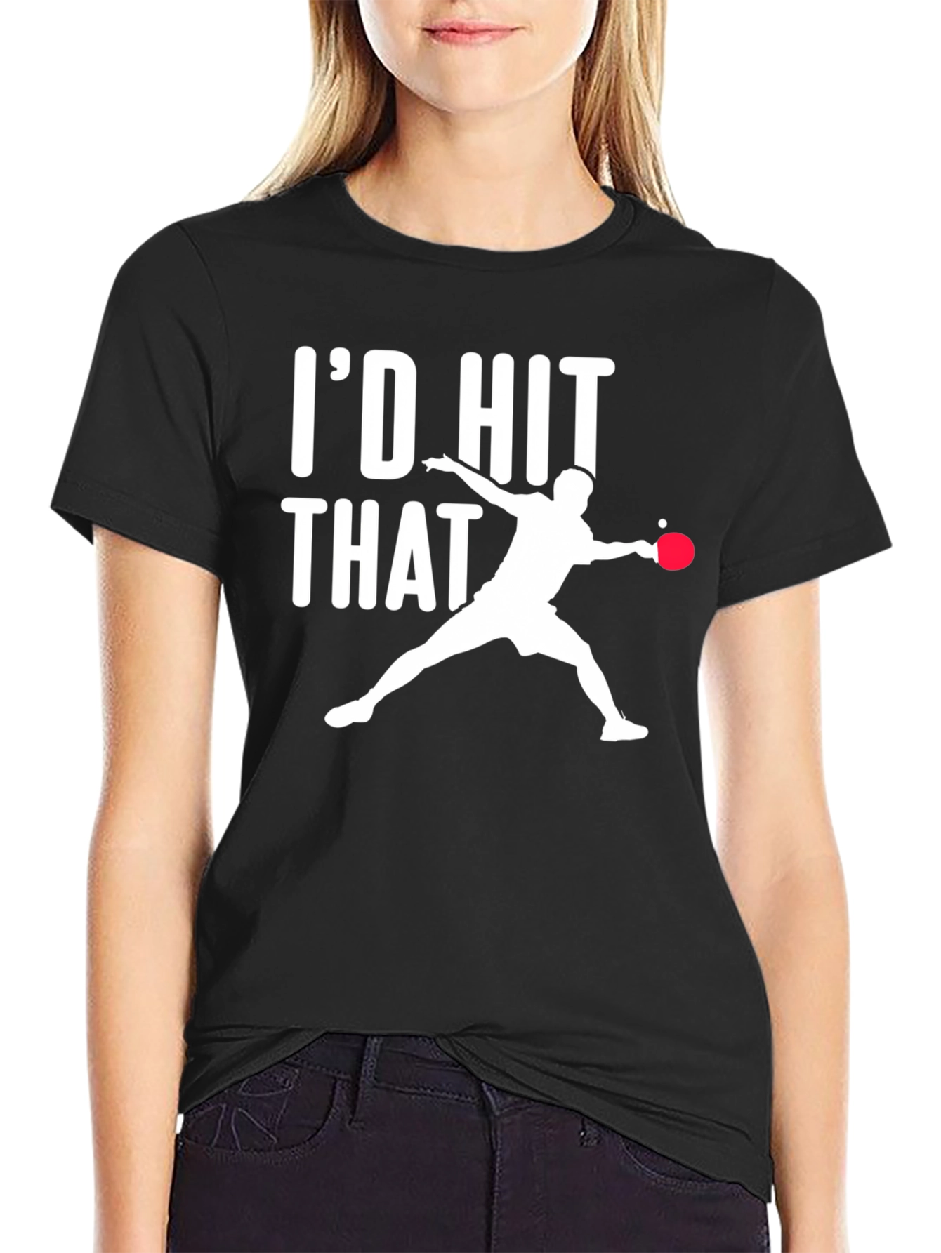 Id Hit That Table Tennis Black T-Shirt