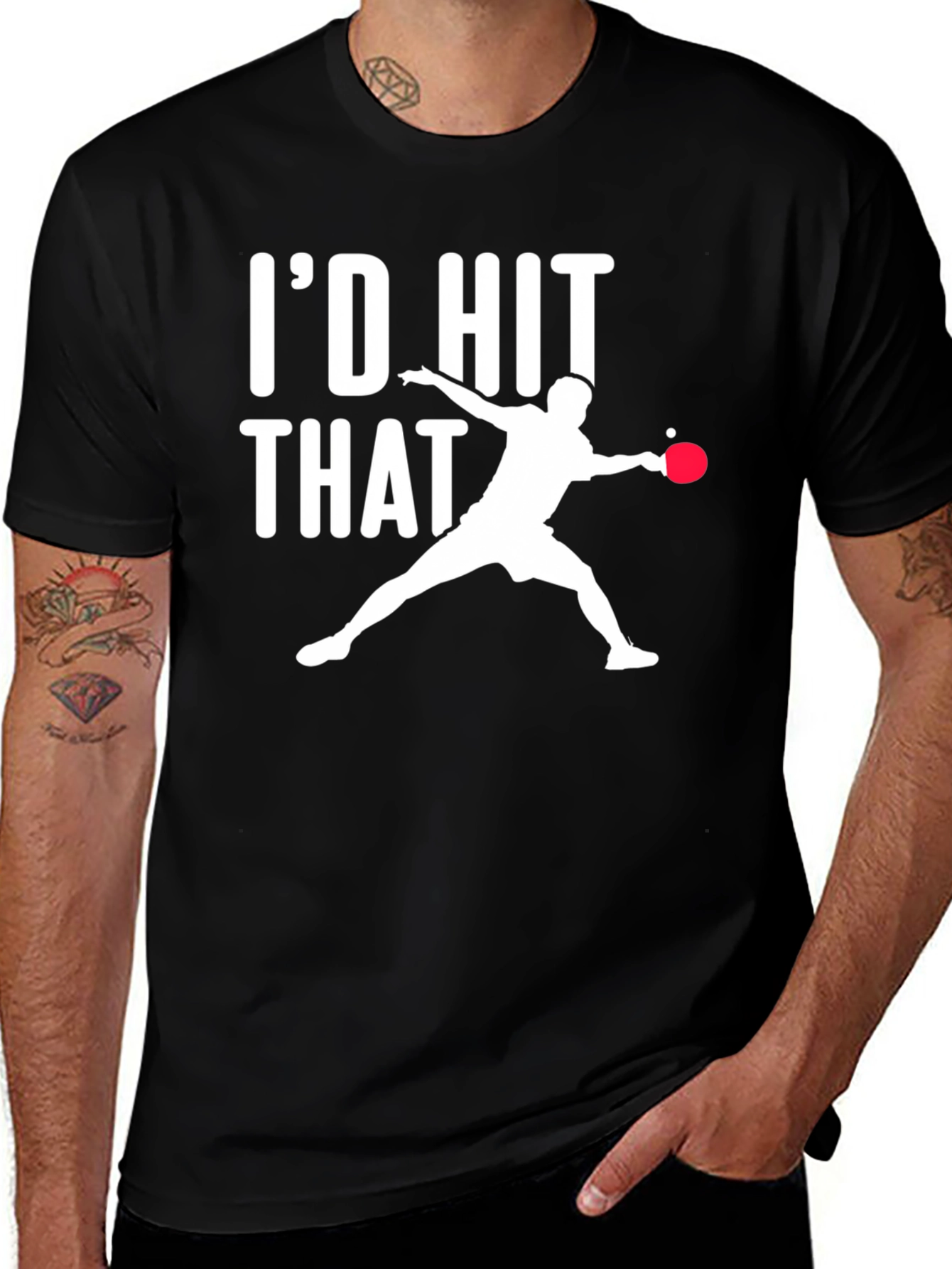 Id Hit That Table Tennis Black T-Shirt