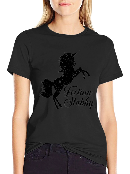 Feeling Stabby Unicorn Graphic Tee - Black