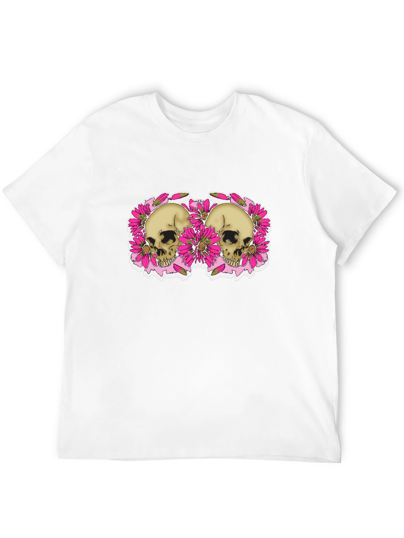 Skull & Floral Graphic Tee - Black