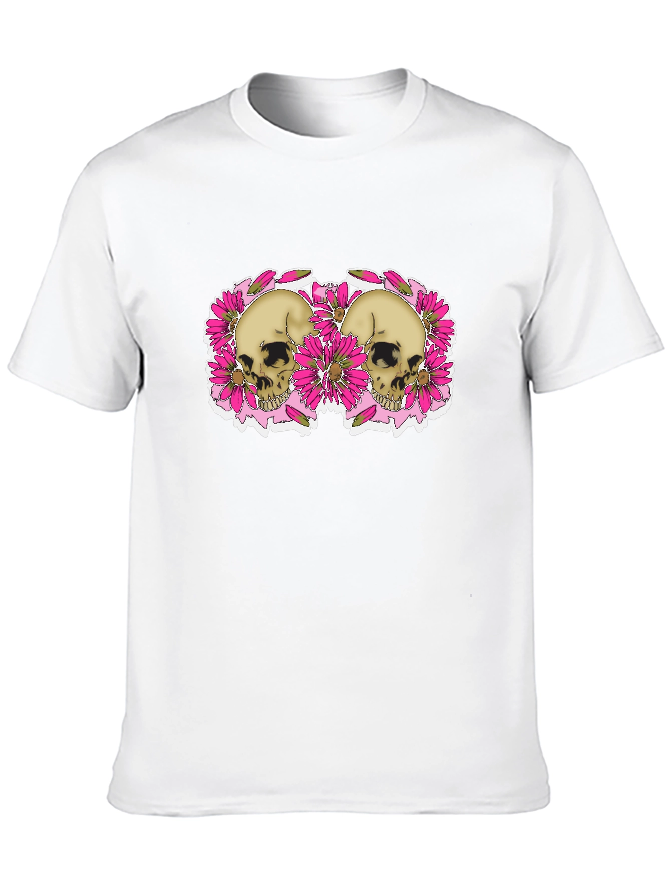 Skull & Floral Graphic Tee - Black