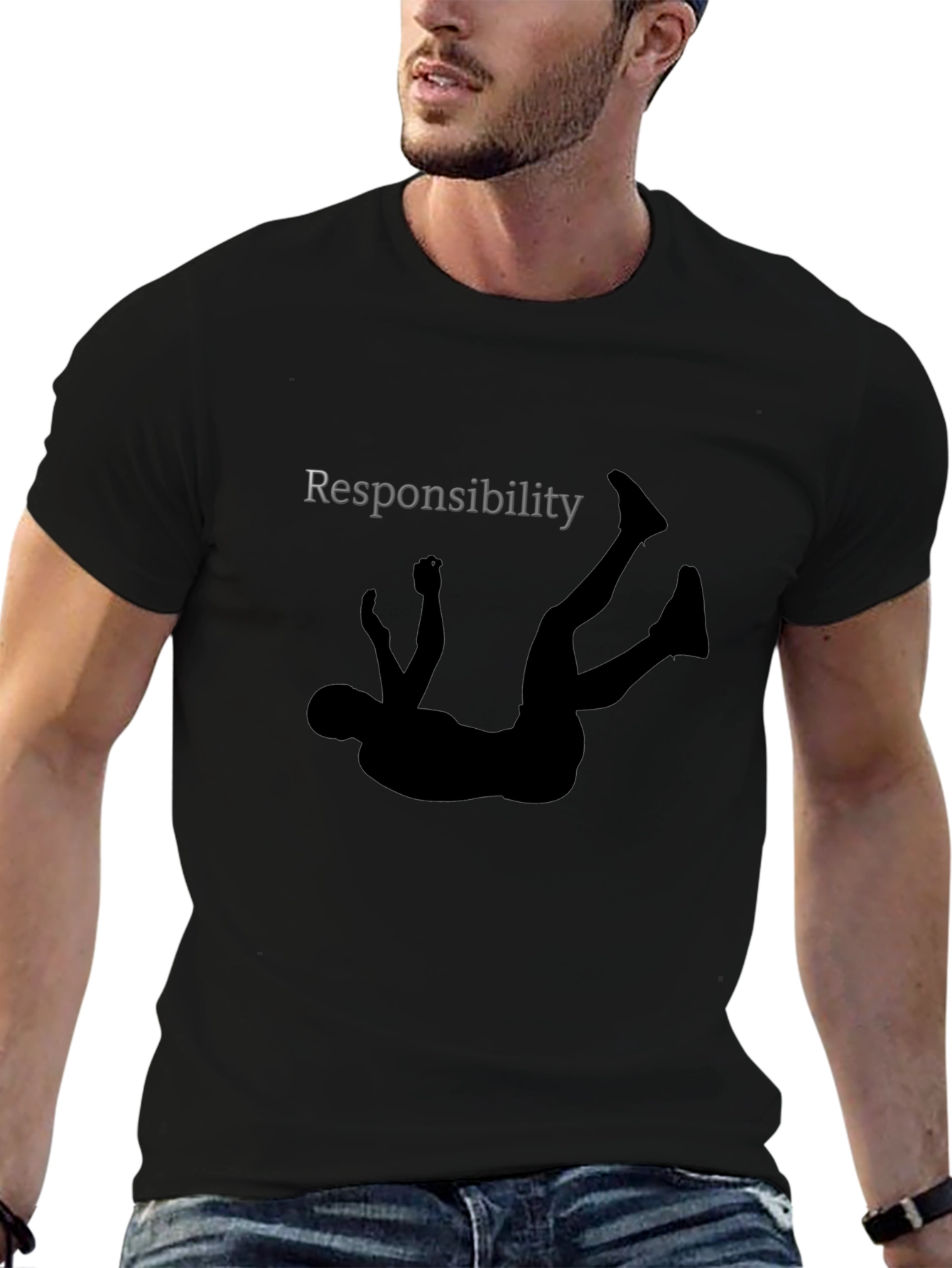 Responsibility Falling Graphic Tee - Black