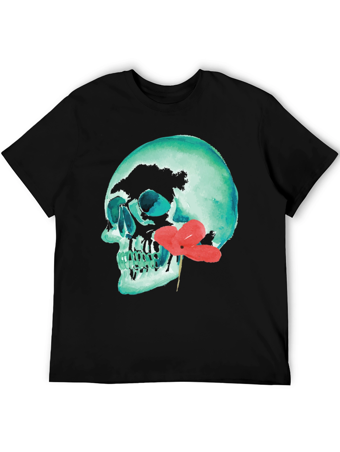 Skull & Flower Graphic Tee - Unique Design