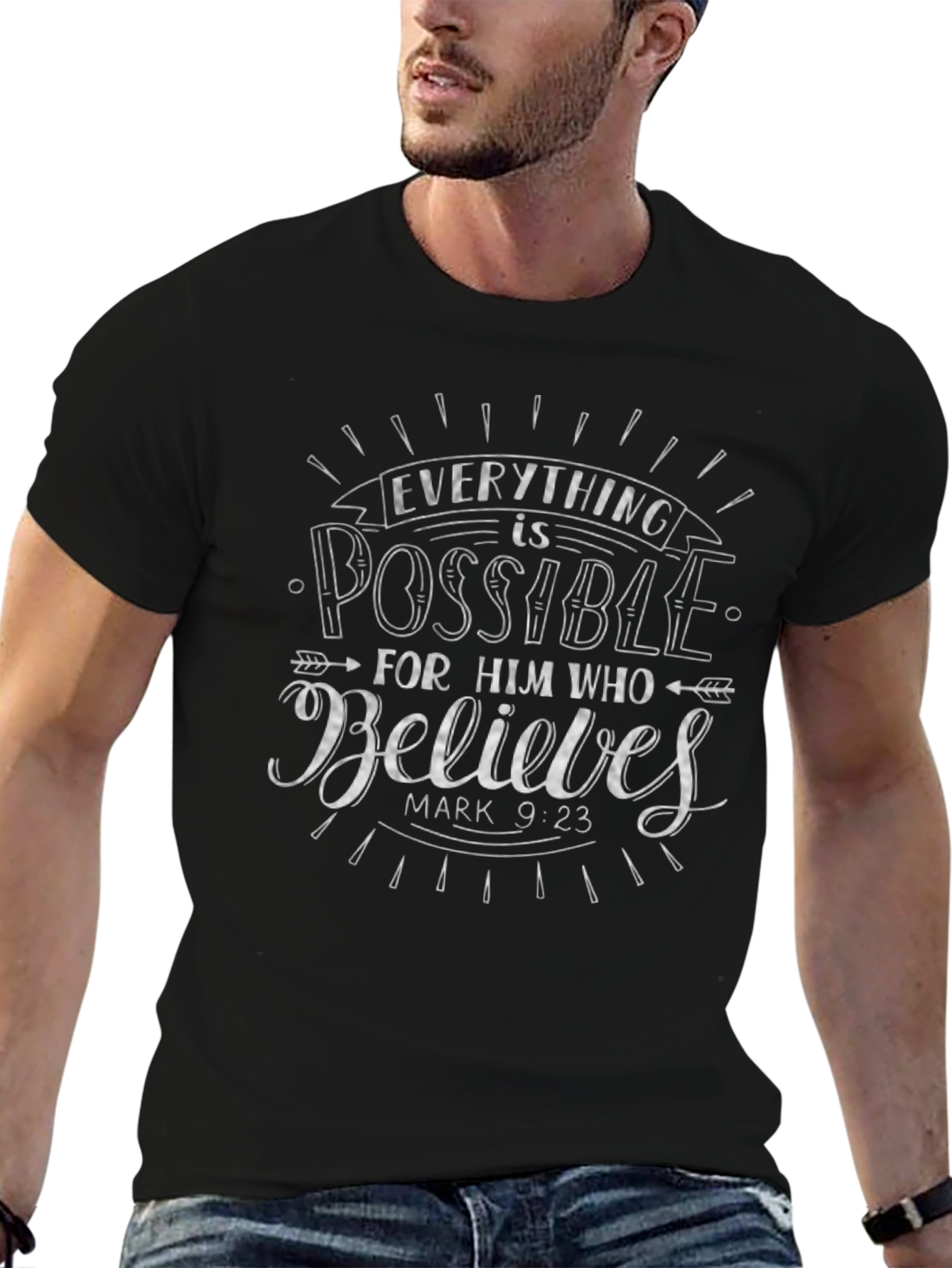 Everything is Possible T-Shirt Believe Mark 9:23 Black