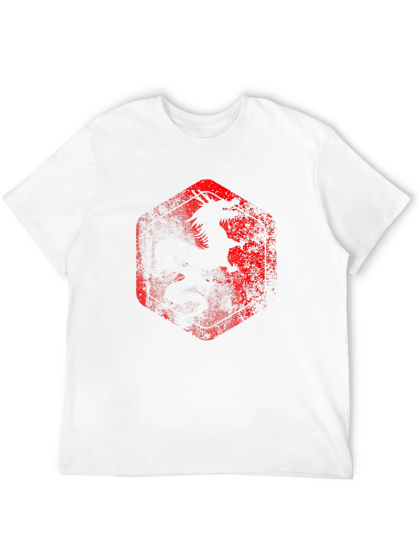 Dragon Graphic Tee - Distressed Red Print on Black