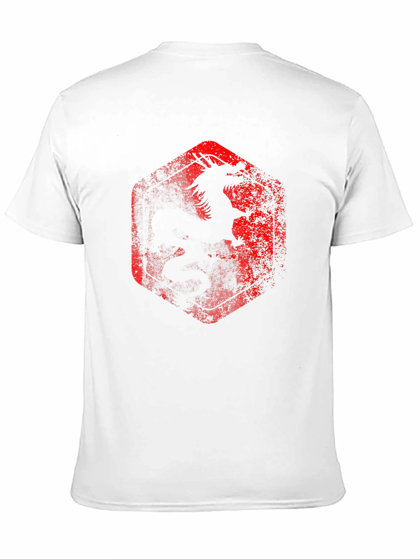 Dragon Graphic Tee - Distressed Red Print on Black