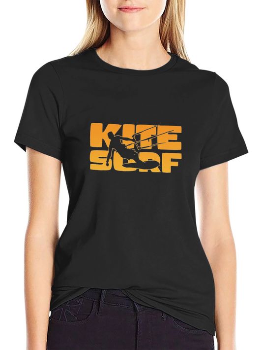 Kite Surf Graphic Tee - Black Cotton T-Shirt