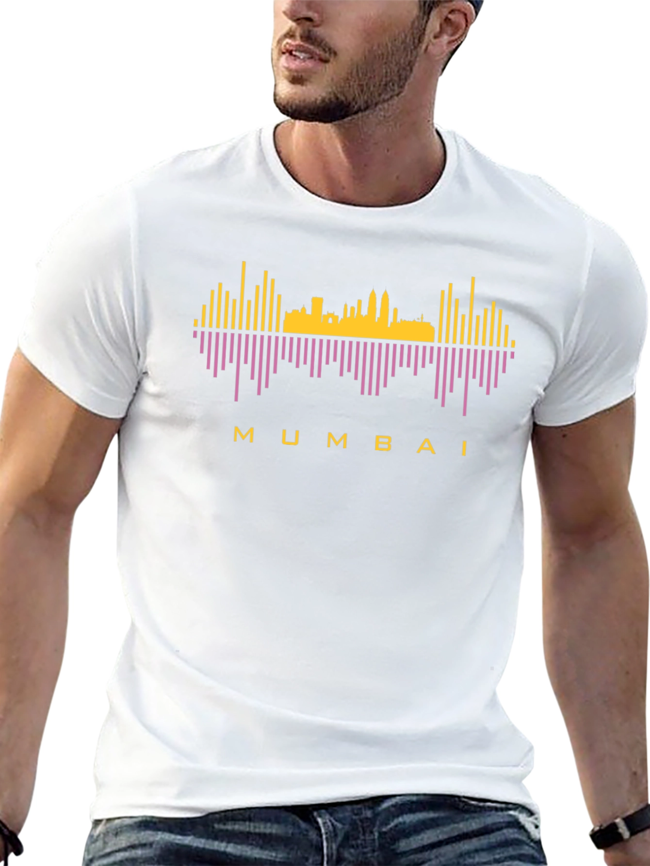 Mumbai Skyline Graphic Tee - Black Cotton T-Shirt