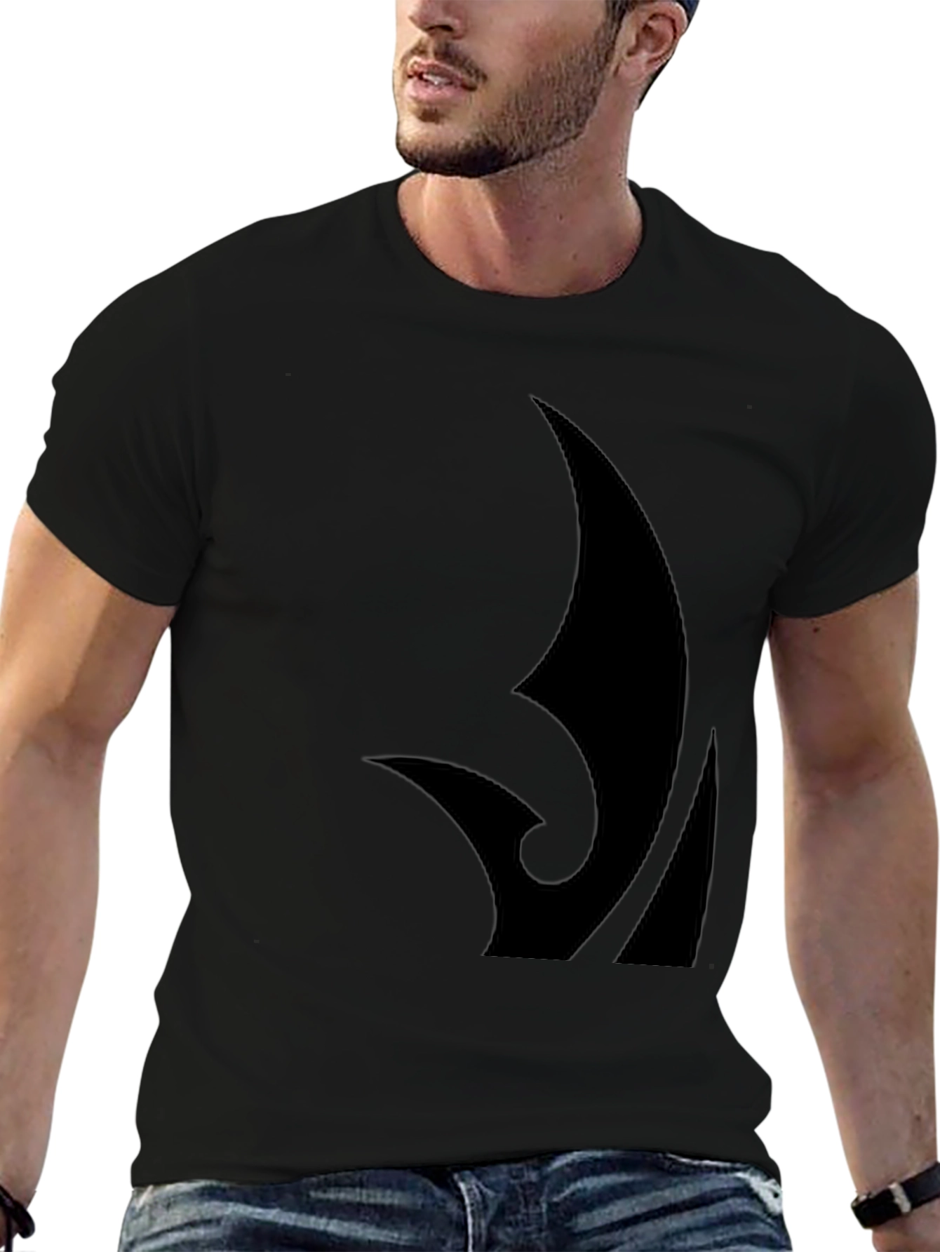 Black Graphic Tee - Abstract Design