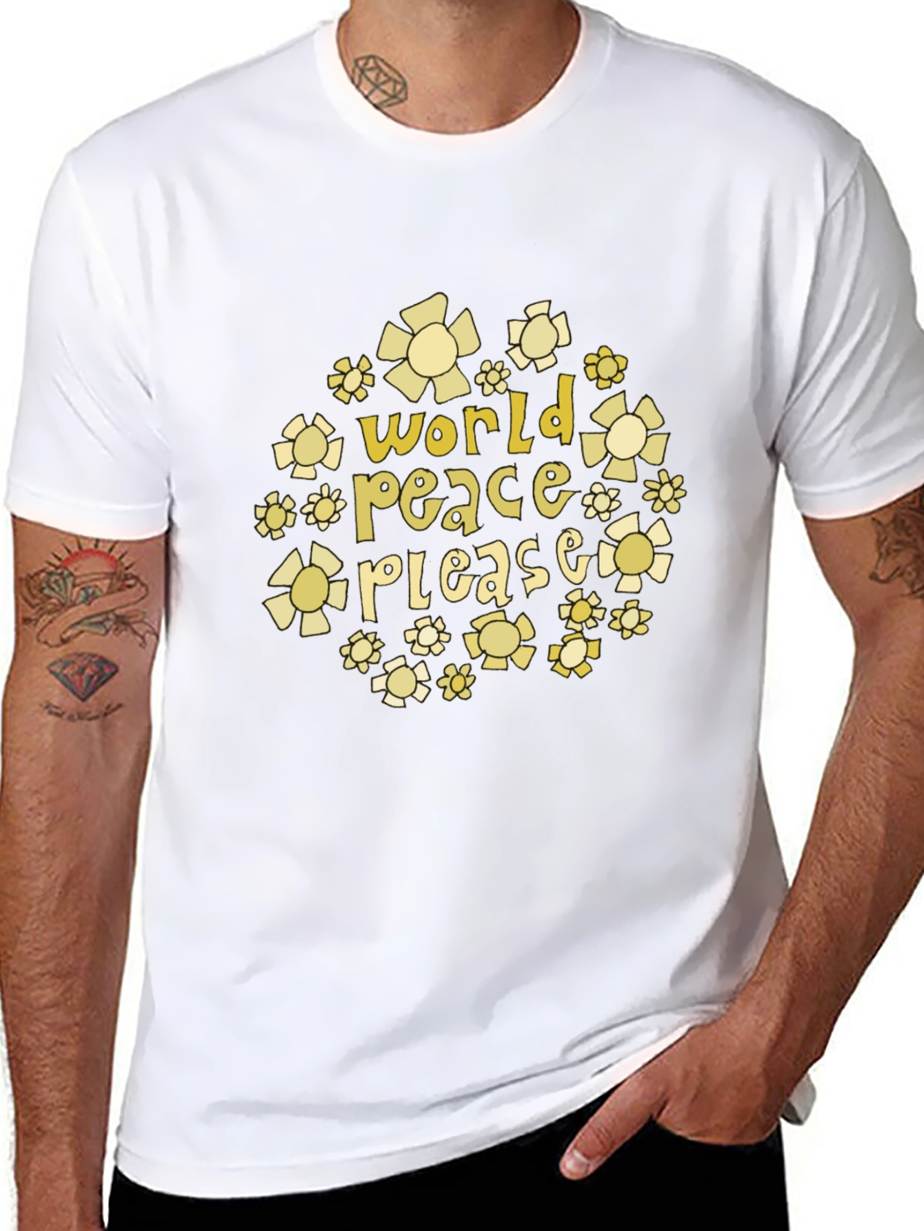 World Peace Please Floral Graphic T-Shirt