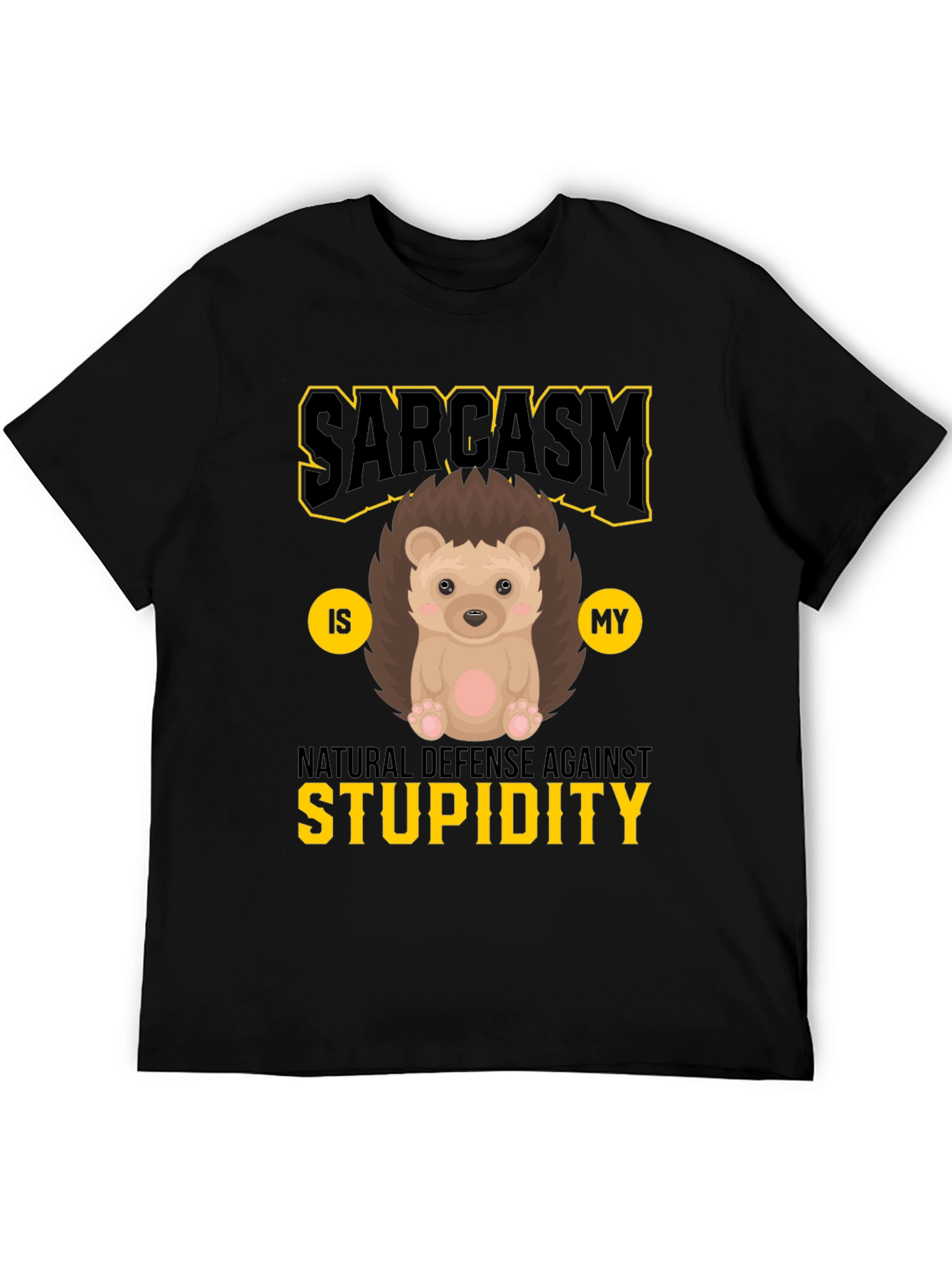 Sarcasm Hedgehog Graphic Tee - Natural Defense Against Stupidity