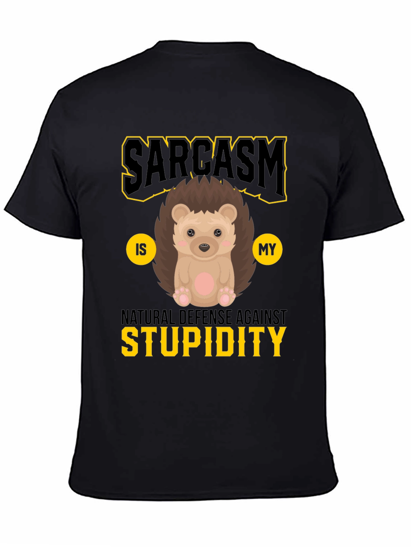 Sarcasm Hedgehog Graphic Tee - Natural Defense Against Stupidity
