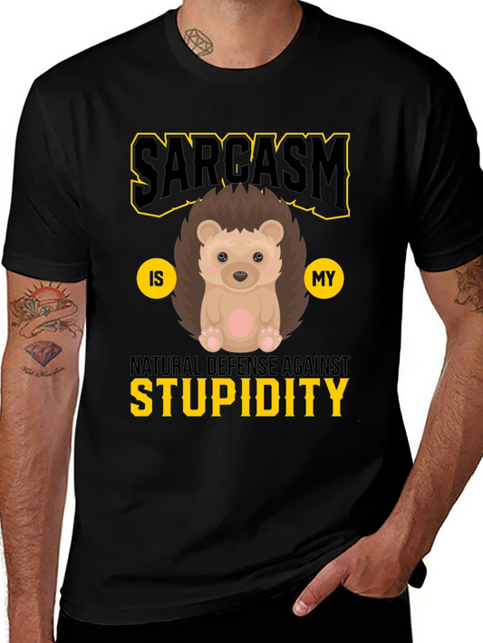 Sarcasm Hedgehog Graphic Tee - Natural Defense Against Stupidity