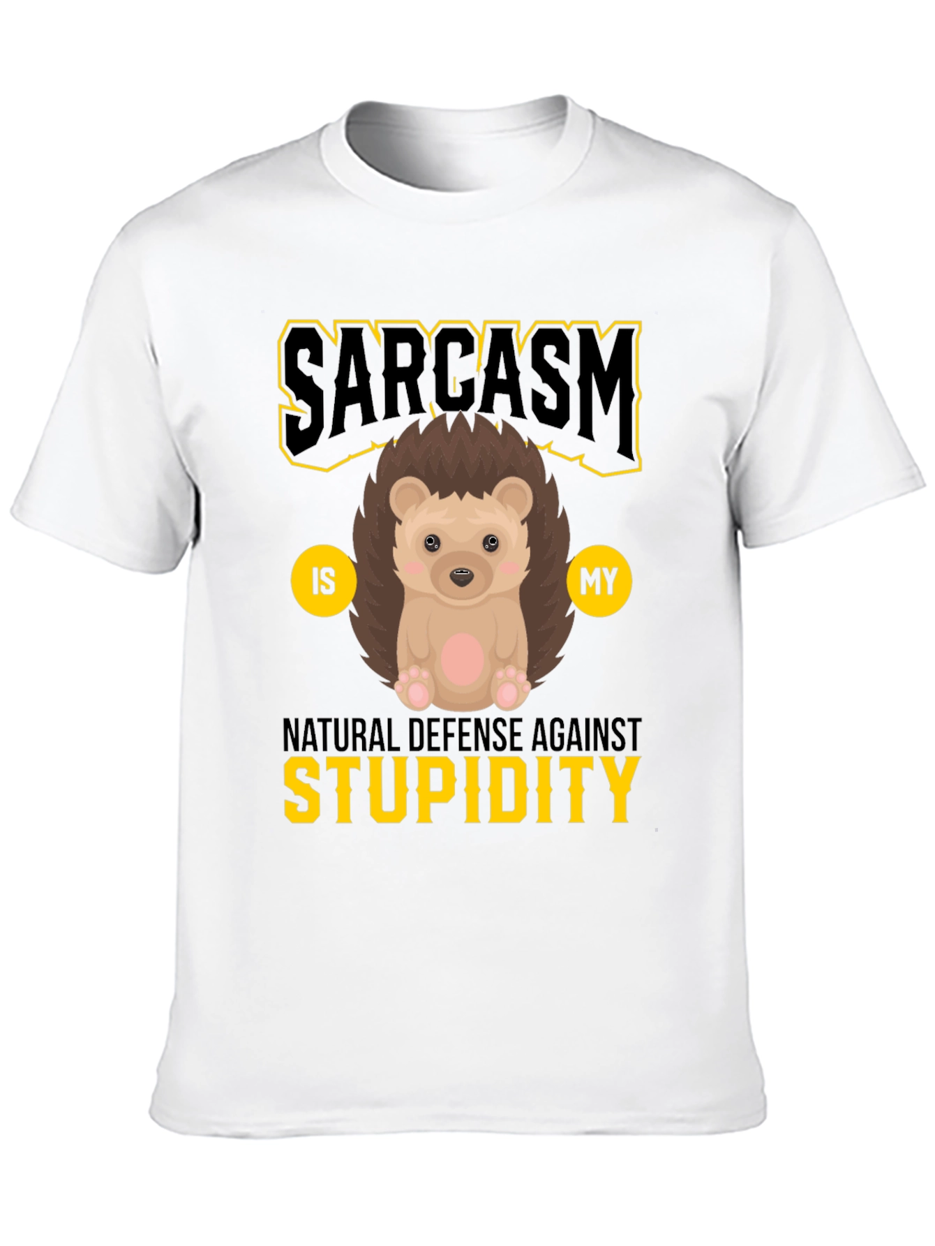 Sarcasm Hedgehog Graphic Tee - Natural Defense Against Stupidity