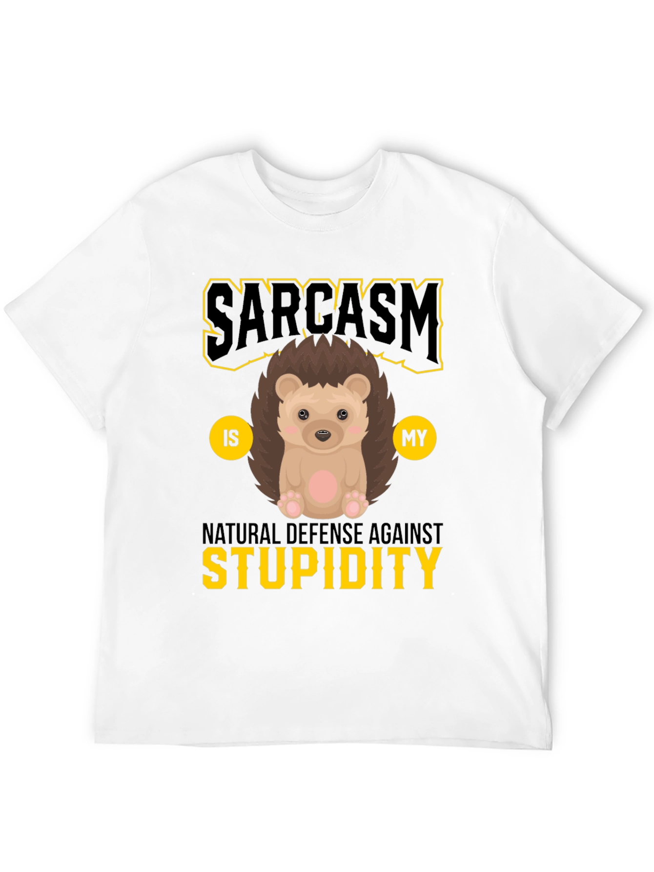 Sarcasm Hedgehog Graphic Tee - Natural Defense Against Stupidity