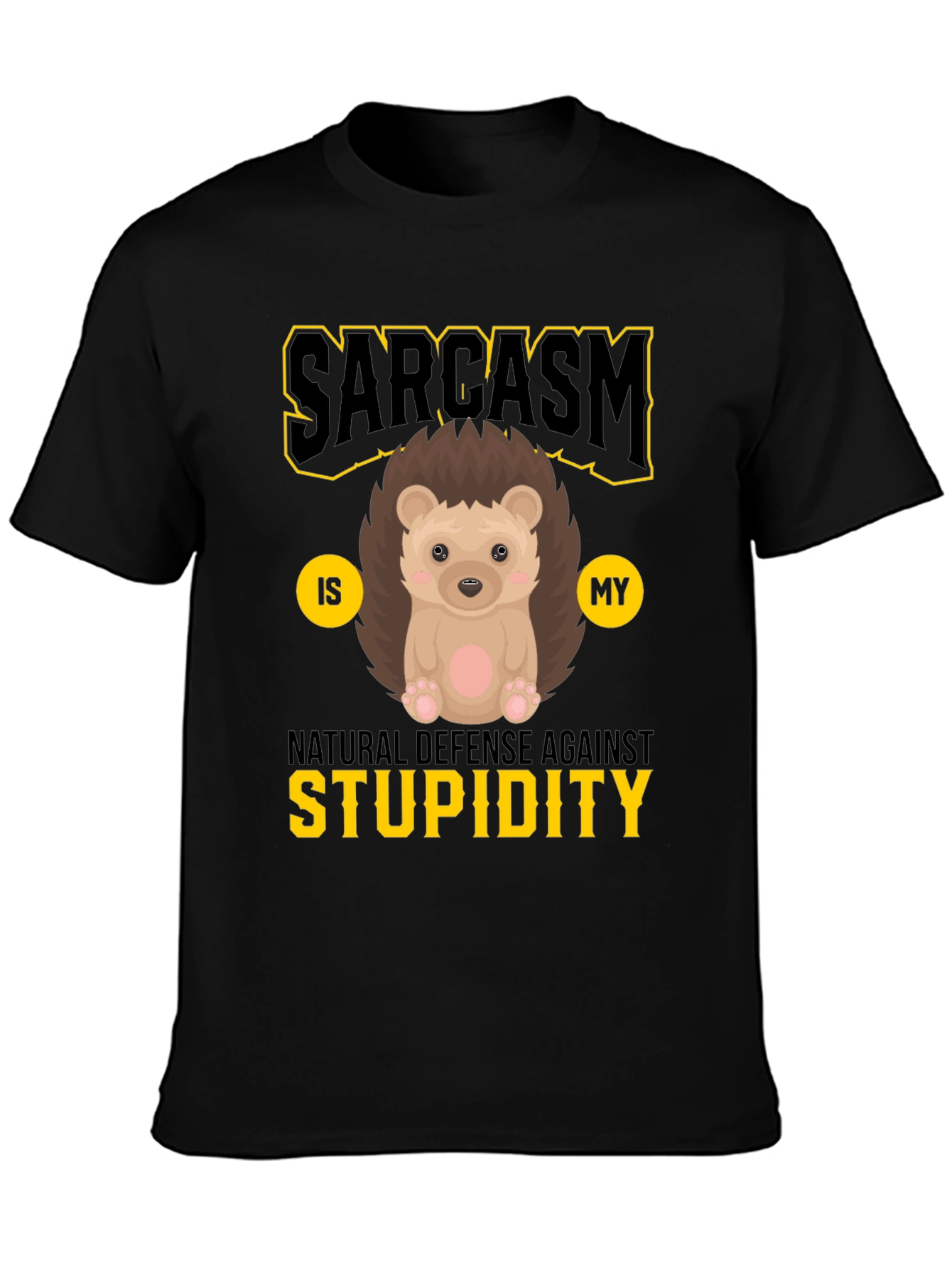 Sarcasm Hedgehog Graphic Tee - Natural Defense Against Stupidity